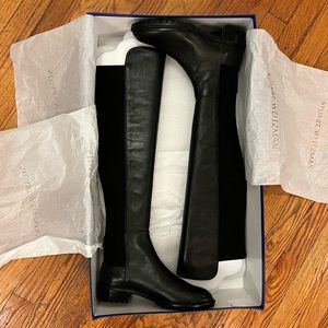 NIB Stuart Weitzman Black Leather City Block Boots